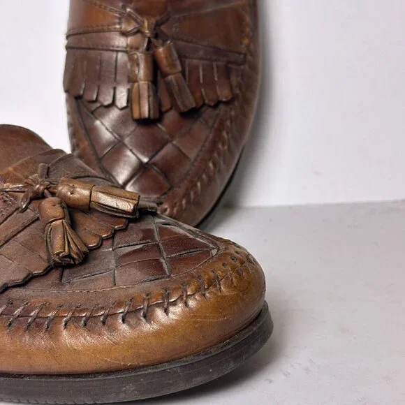 Giorgio Brutini Brown Tassel Leather loafers Shoes Men 10.5 Slip Ons Prep Casual - Picture 6 of 13